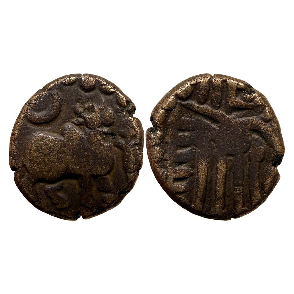 Hindu Medieval Tinnevelly Region Perunjinga Pallavas of Sendamangalam Copper Kasu