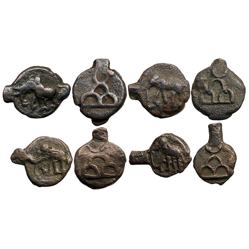 Ancient North India Generally Assigned to Sunga Dynasty Set of 4 Coins Uninscribed Cast Copper Unit