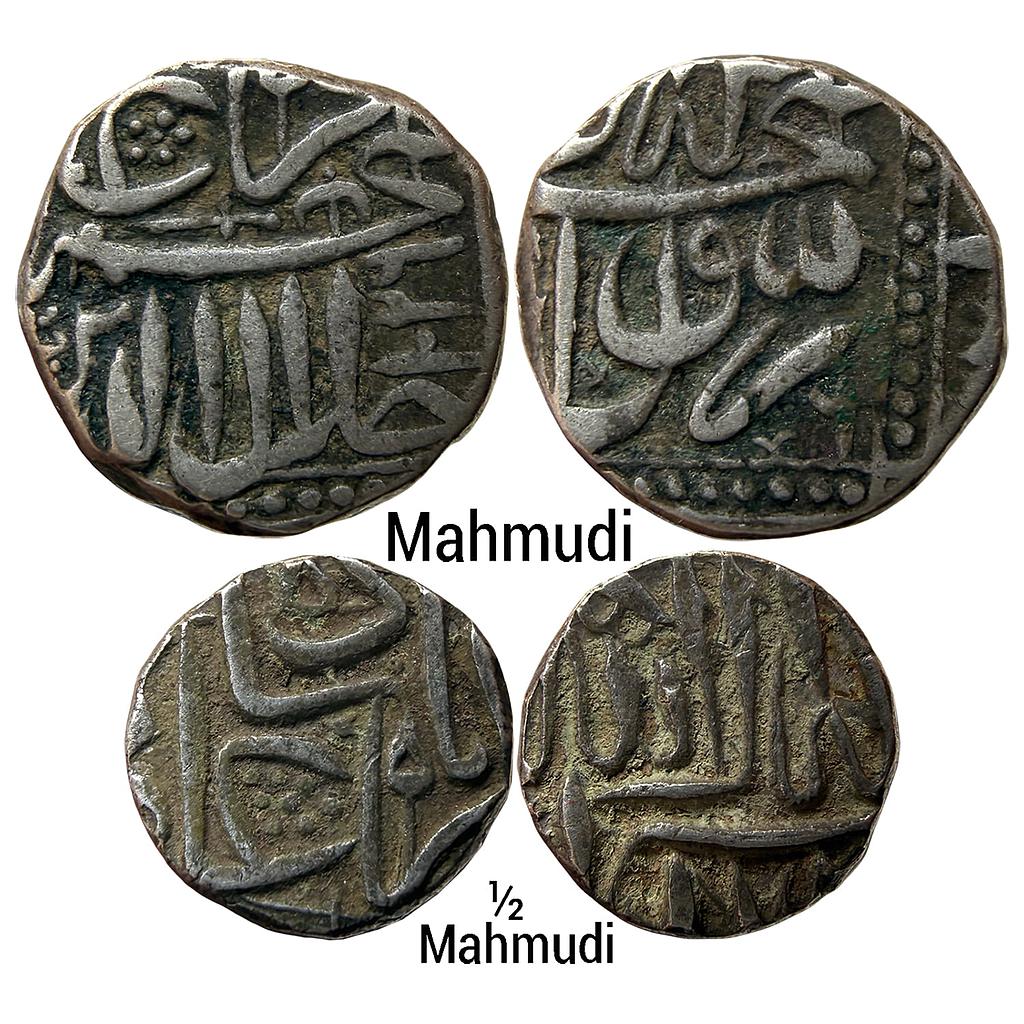 Mughal Akbar Mulher Mint Set of 2 Coins Silver Mahmudi &amp; 1/2 Mahmudi