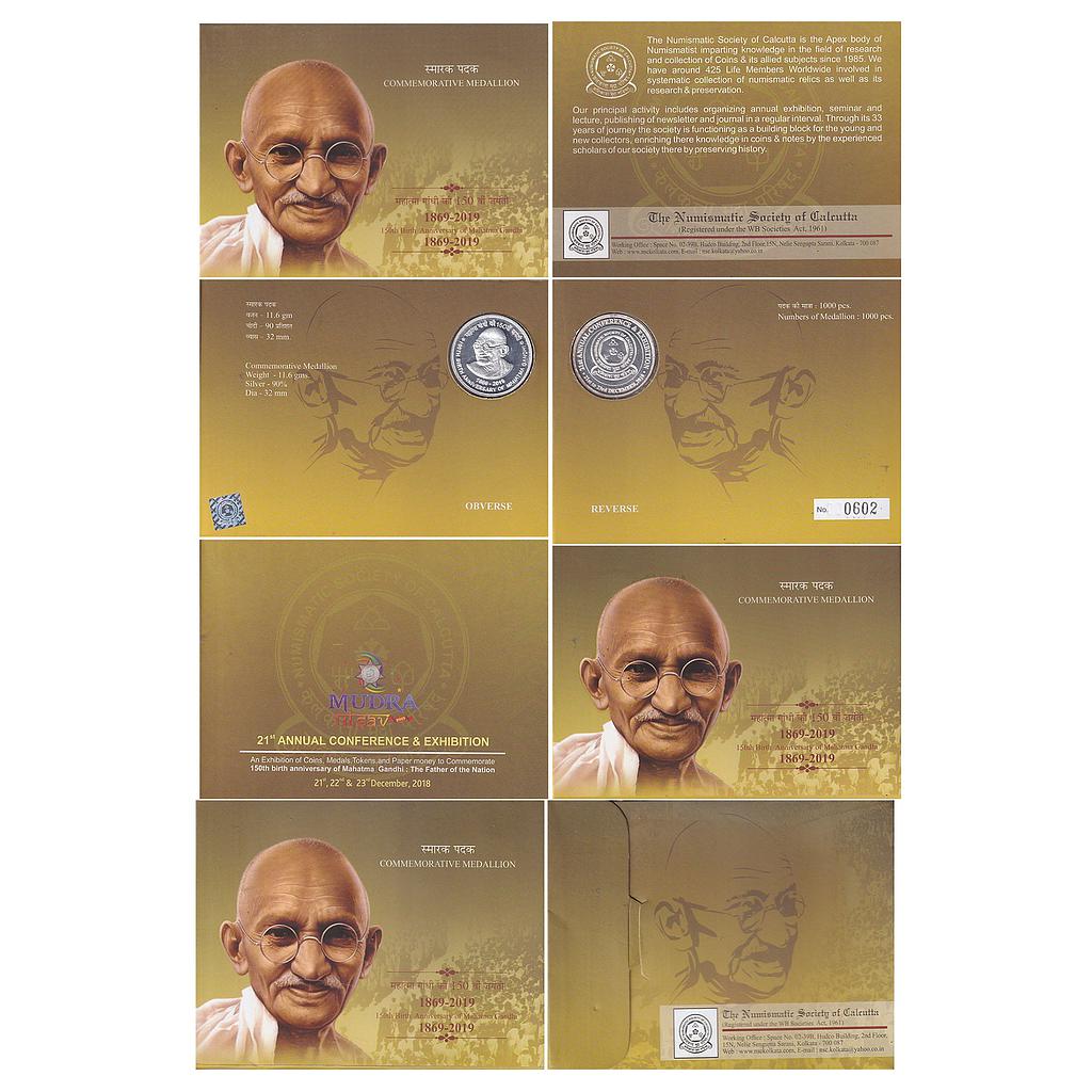 Republic India 1869-2019 AD Proof Set Commemorative of 150th Birth Anniversary of Mahatma Gandhi 21st Annual Conference &amp; Exhibition 21st to 23rd December 2018 Silver 90% Medallion