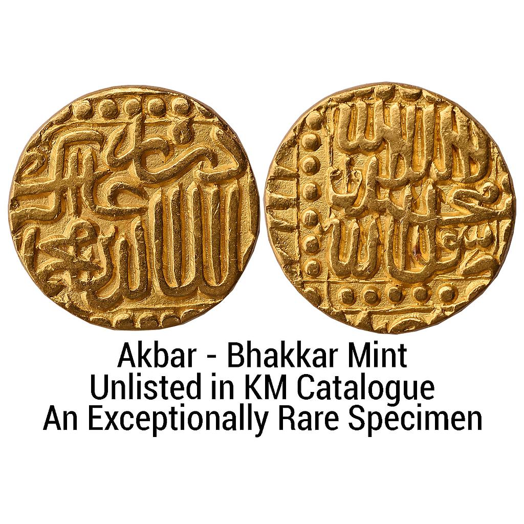 Mughal Akbar Bakkar Bhakkar Mint off flan Gold Mohur