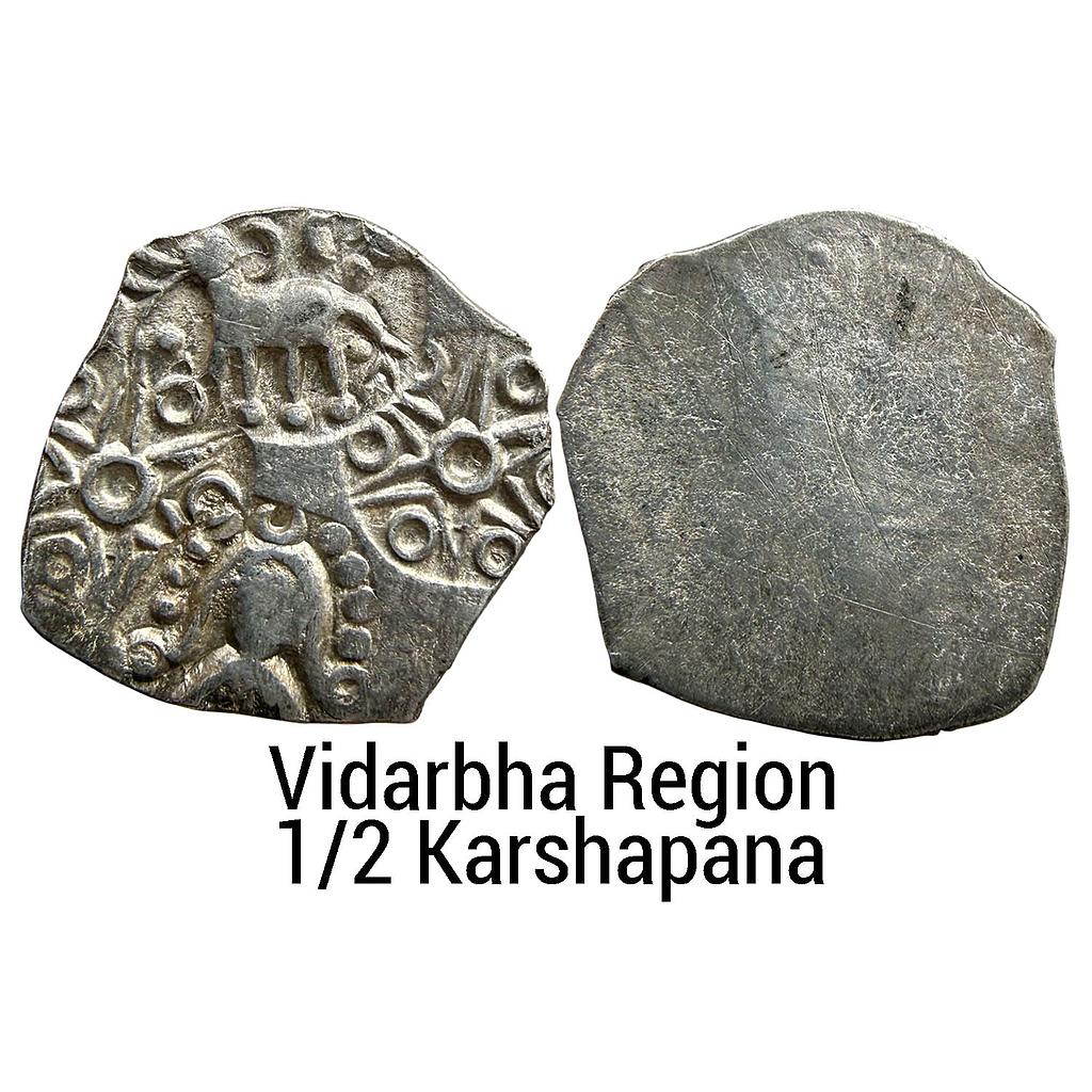 Ancient Punch Marked Coinage Northern Vidarbha Melghat Region Makhala Hoard type Silver 1/2 Karshapana