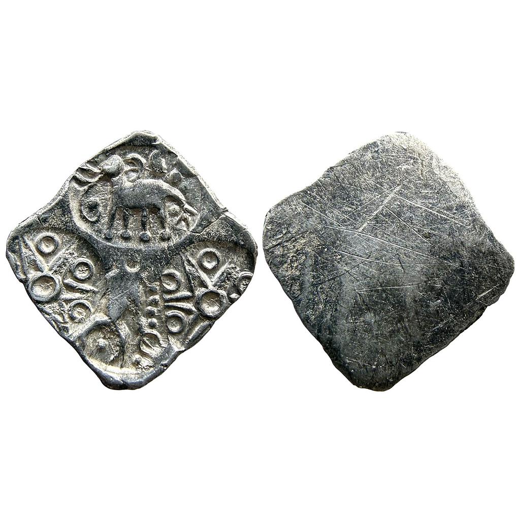 Ancient Punch Marked Coinage Northern Vidarbha Melghat Region Makhala Hoard type Silver 1/2 Karshapana