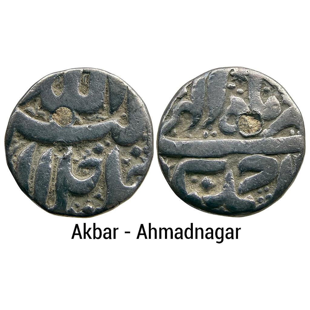 Mughal Akbar Ahmadnagar Mint ilahi type Month Tir Cancer Silver Rupee