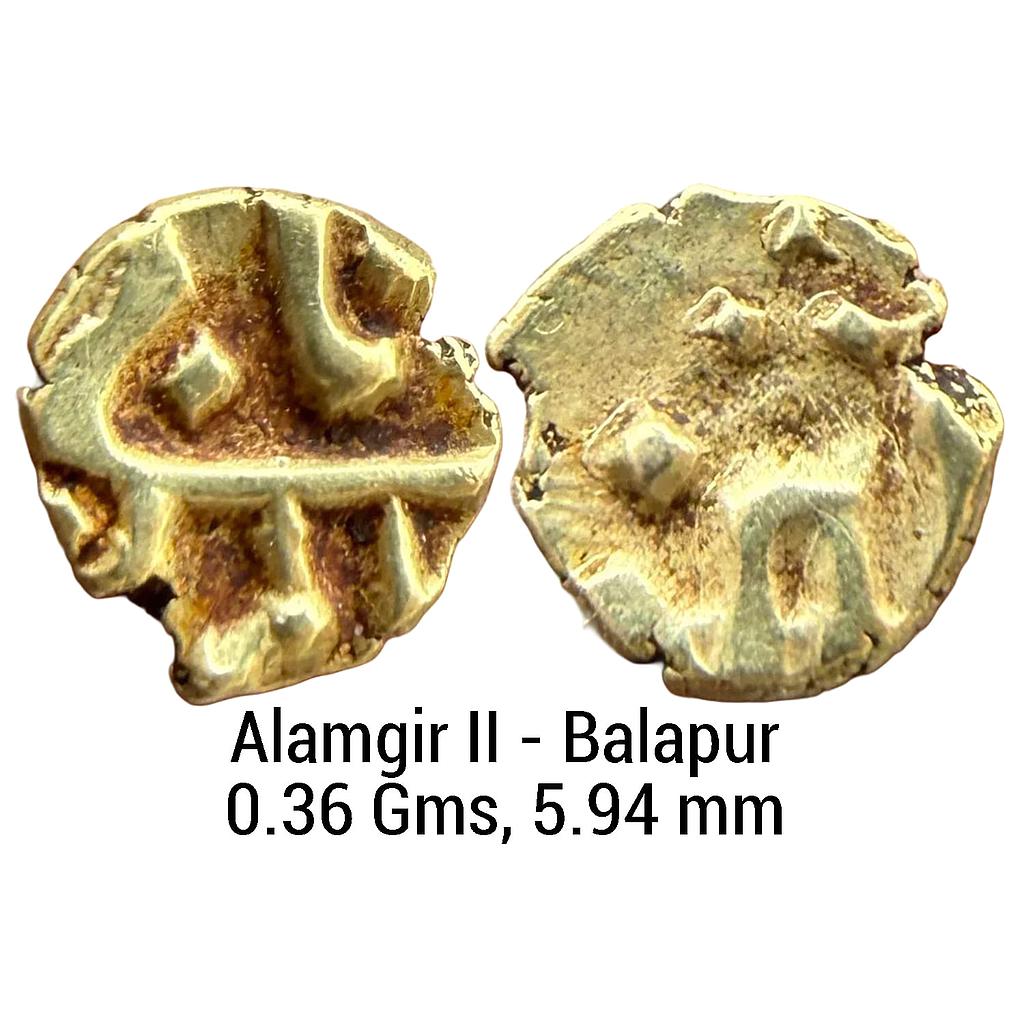Mughal Alamgir II Balapur Mint Gold Fanam