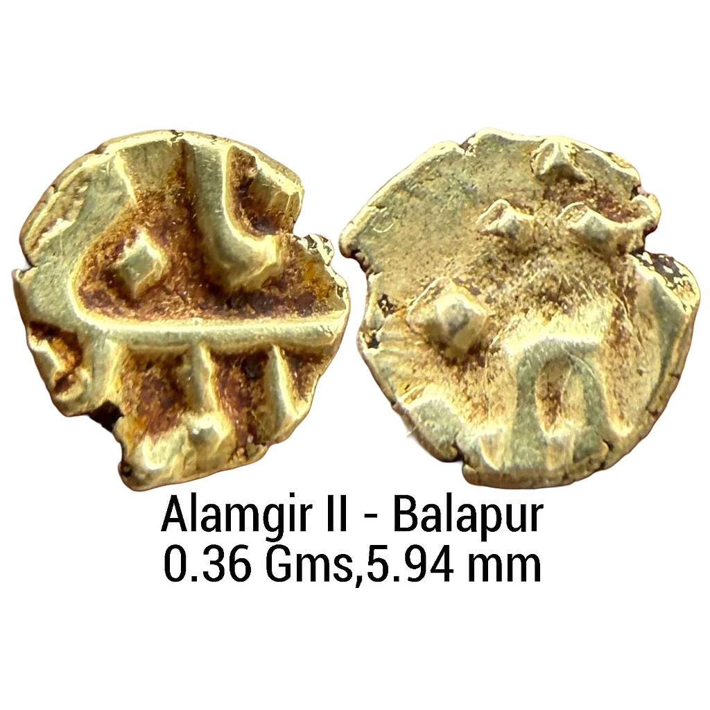 Mughal Alamgir II Balapur Mint Gold Fanam