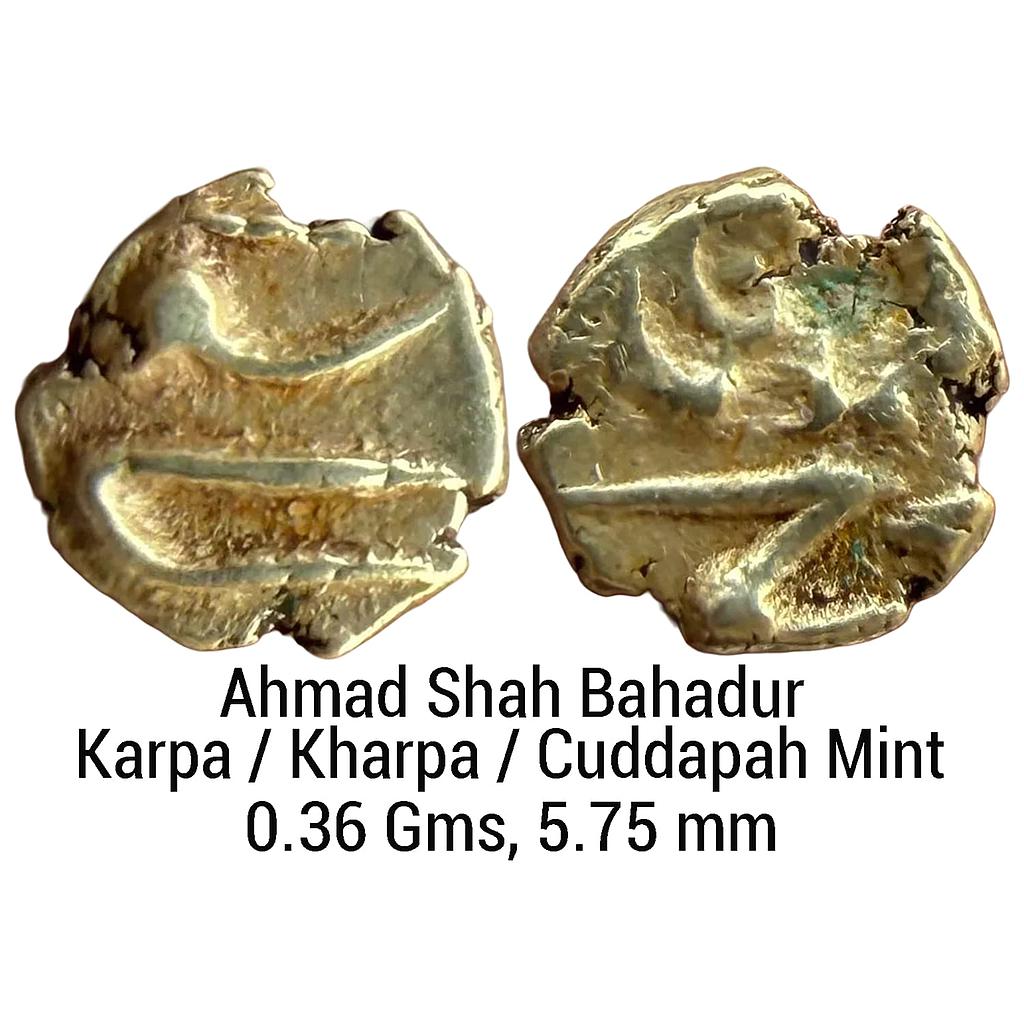 Mughal Ahmad Shah Bahadur Karpa Kharpa Cuddapah Mint Gold Fanam