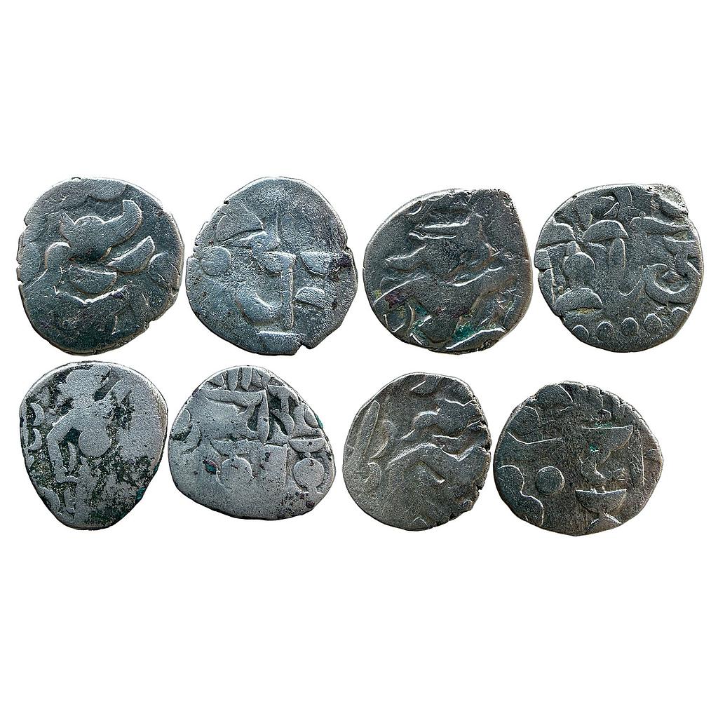 Hindu Medieval Gurjara Prathiharas Bhoja I Set of 4 Coins Silver Dramma