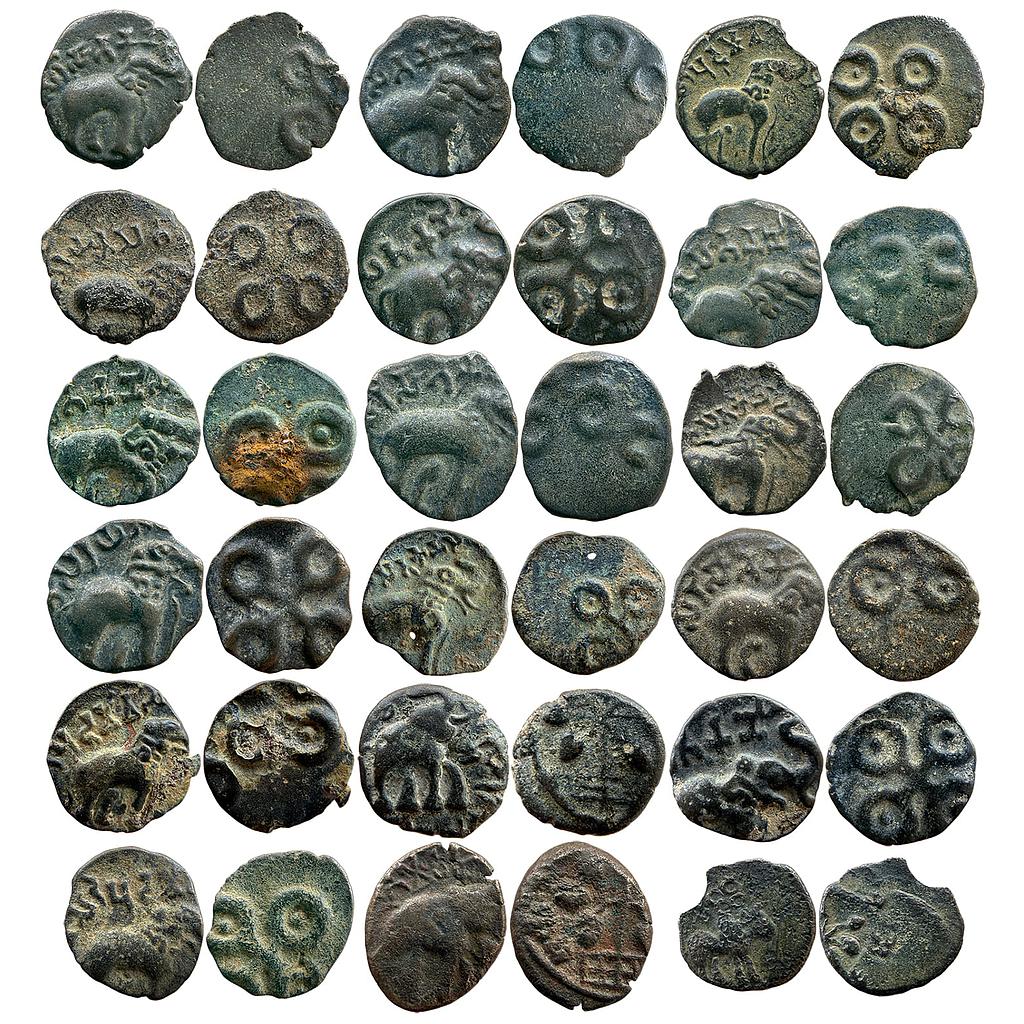 Ancient Satavahanas Various Rulers From Gautamiputra Siri Satakarani to Gautamiputra Siri Yagna Satakarani Set of 18 Coins Copper Potin Unit