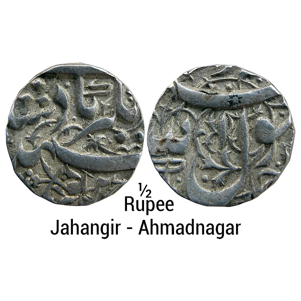 Mughal Jahangir Ahmadnagar Mint Silver 1/2 Rupee