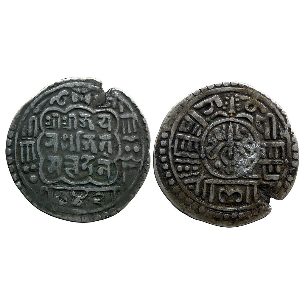 Nepal Bhaktapur Kingdom Malla dynasty Jaya Ranjitmalla SE 842 Silver Mohur