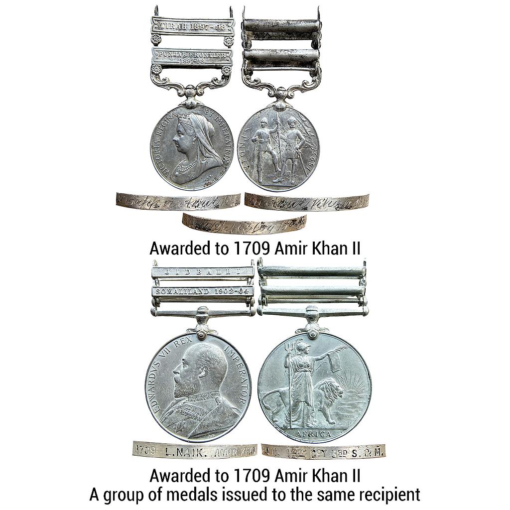 Set of 2 Medals Victoria India Medal Africa General Service Medal Edward VII Jidballi and Somaliland 1902-1904 Silver Medal
