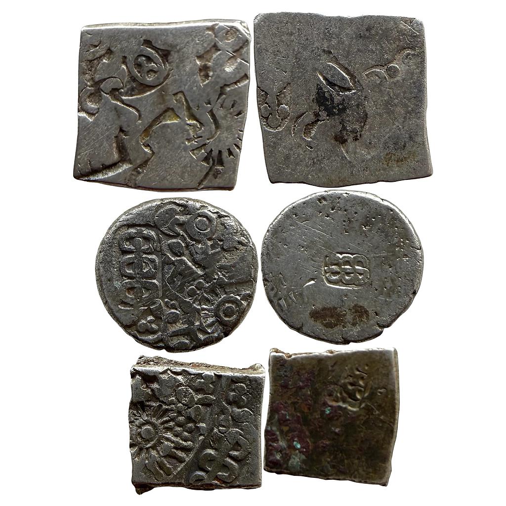 Ancient Punch Marked Coinage Late Mauryan Set of 3 Coins Silver Karshapana