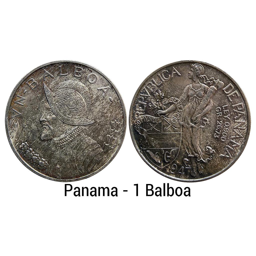 Panama AD 1947 Silver .900 Copper .100 1 Balboa