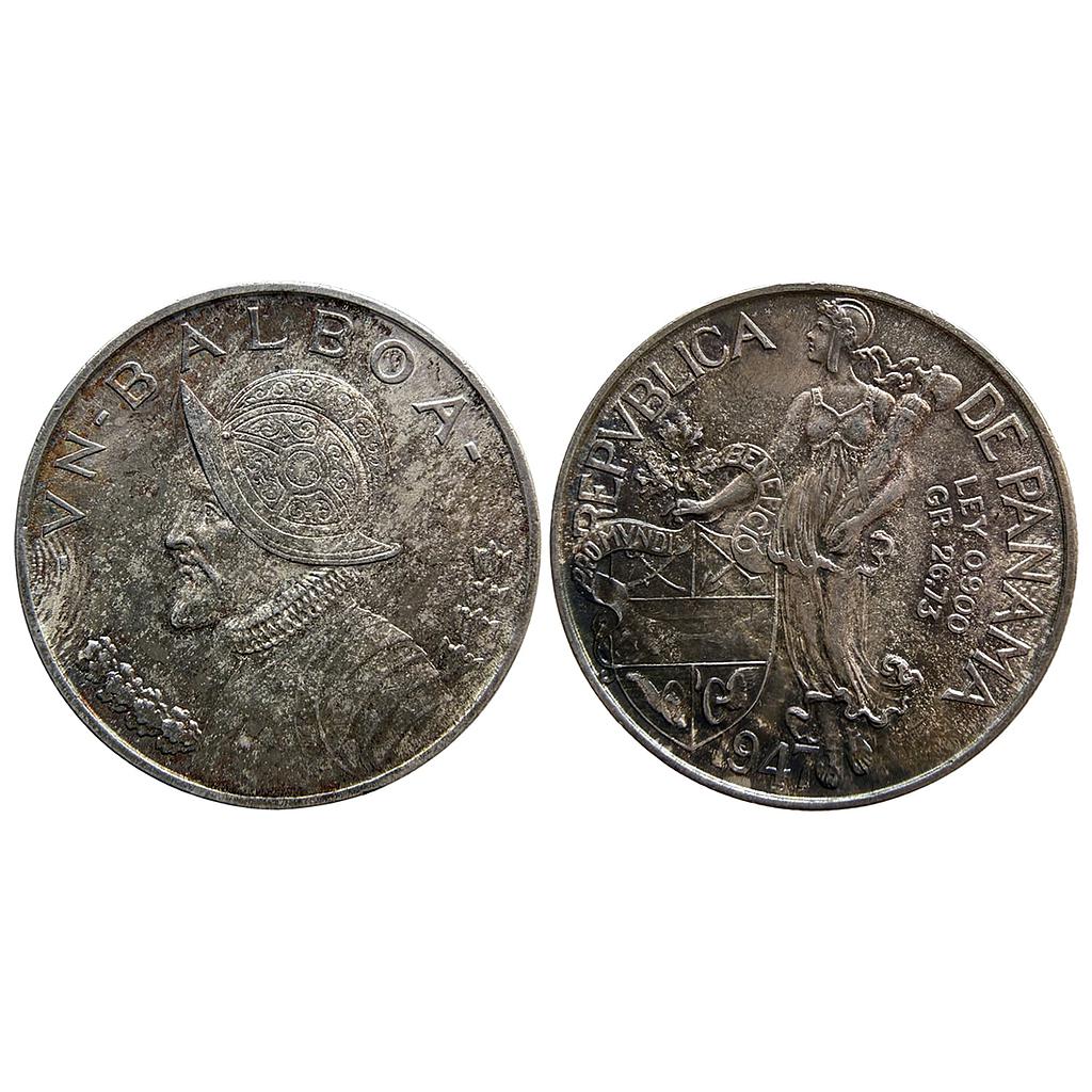 Panama AD 1947 Silver .900 Copper .100 1 Balboa