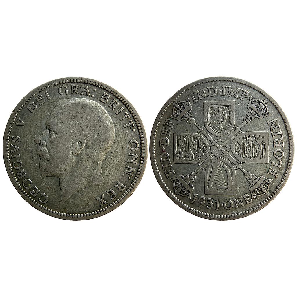 United Kingdom George V  1931 AD Royal Mint Silver (.500) 1 Florin