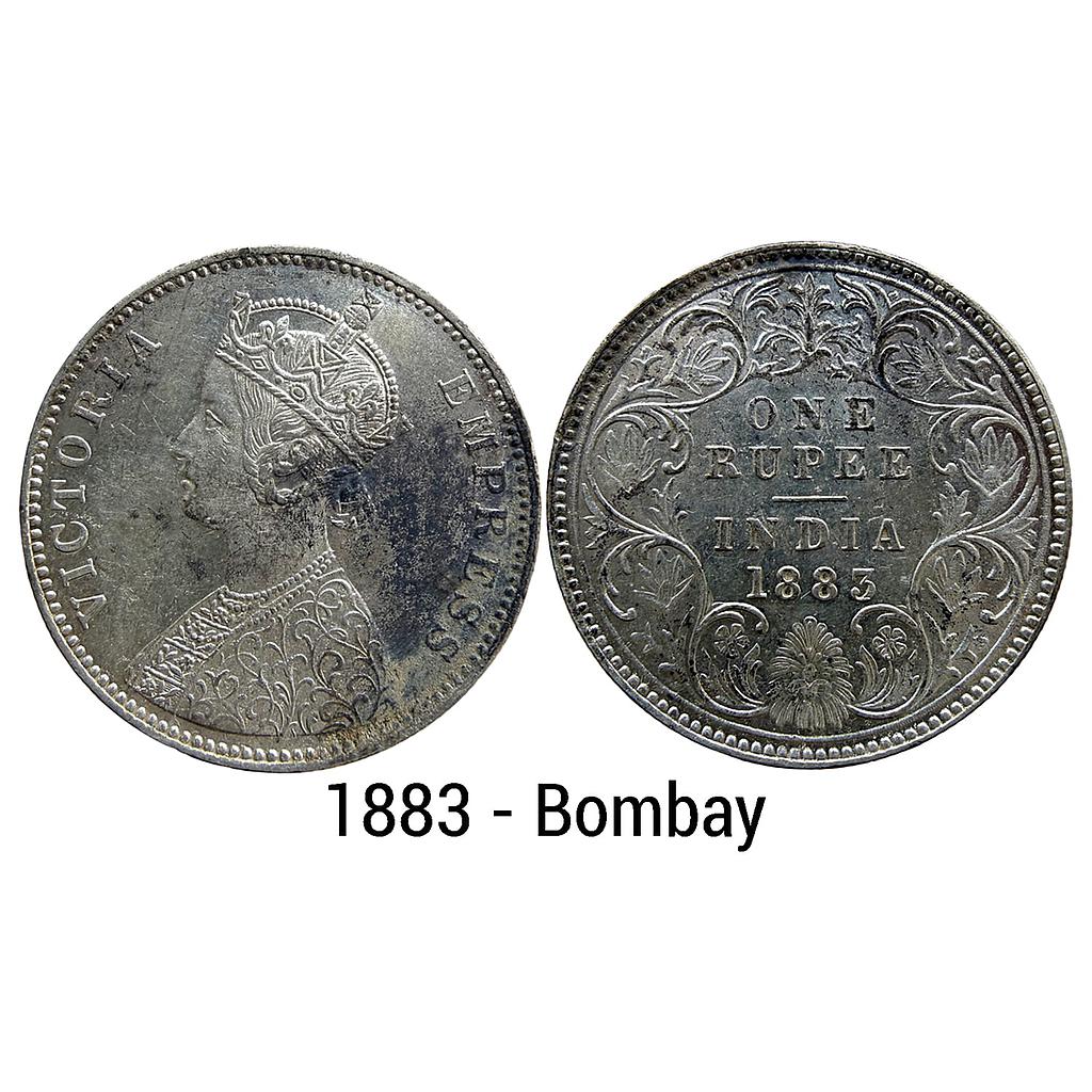 British India Victoria Empress 1883 AD Obv. A3 Rev. I B raised Bombay Mint Silver Rupee