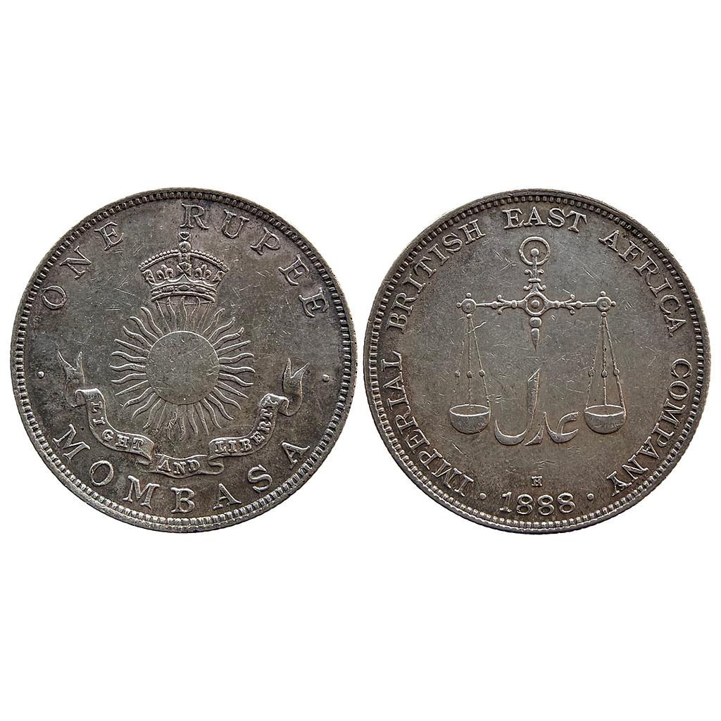 Mombasa IBEA Imperial British East Africa Coinage 1888 AD Heaton Mint Silver (.917) Rupee