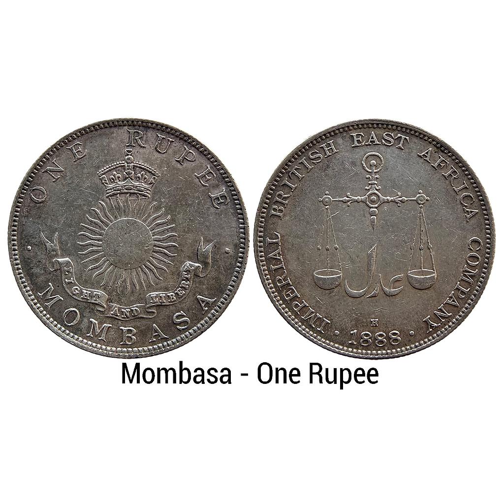 Mombasa IBEA Imperial British East Africa Coinage 1888 AD Heaton Mint Silver (.917) Rupee