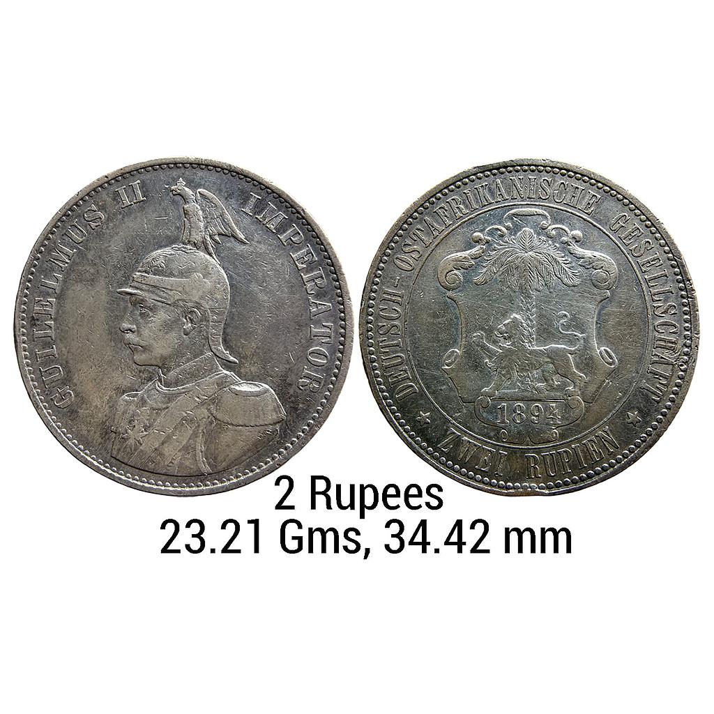 German East Africa Wilhelm II 1894 AD Silver (.917) 2 Rupees