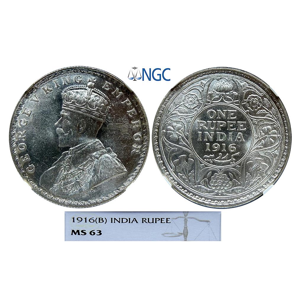 British India George V 1916 AD Bombay Mint Silver Rupee