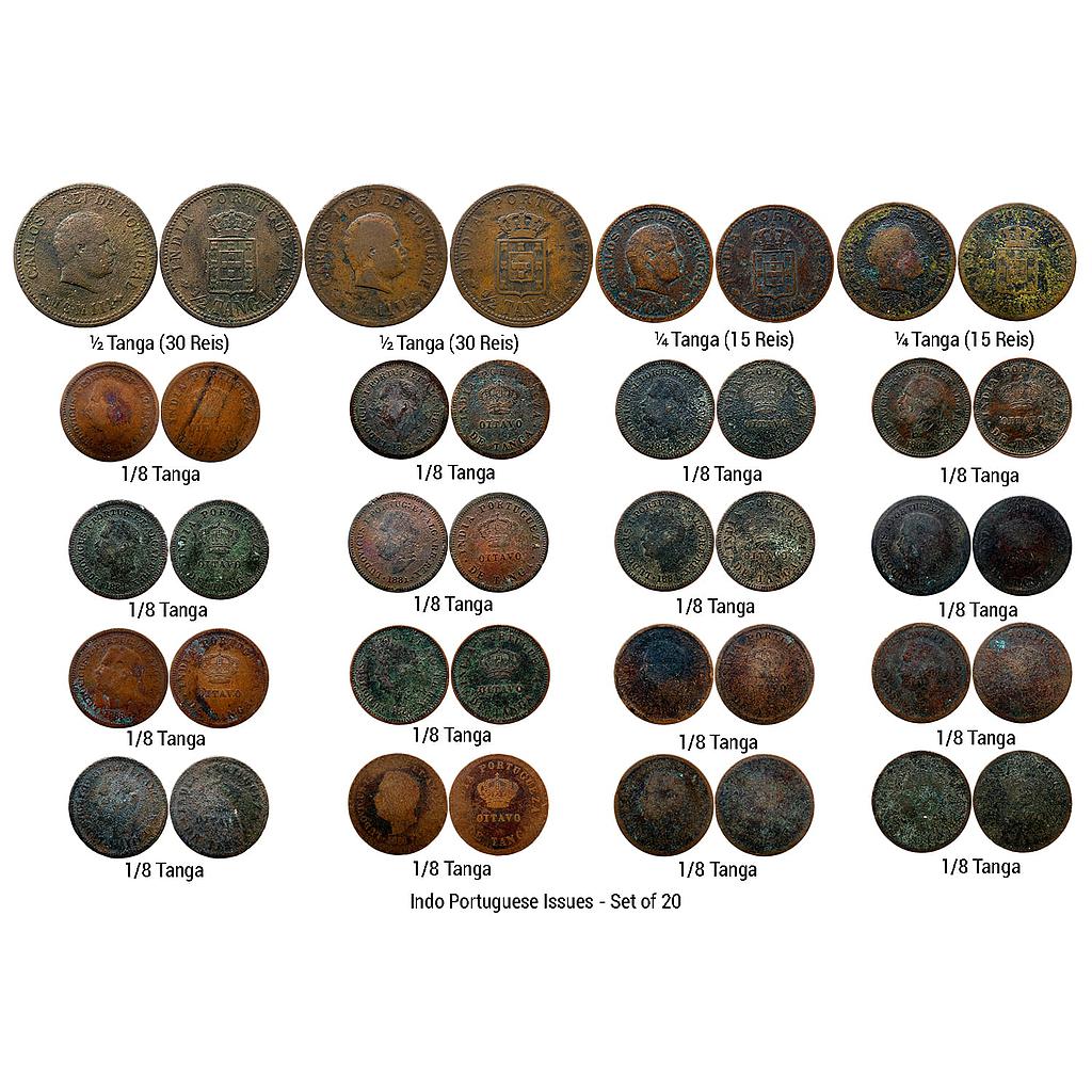 Indo Portuguese Carlos I &amp; Luiz I Set of 20 Coins