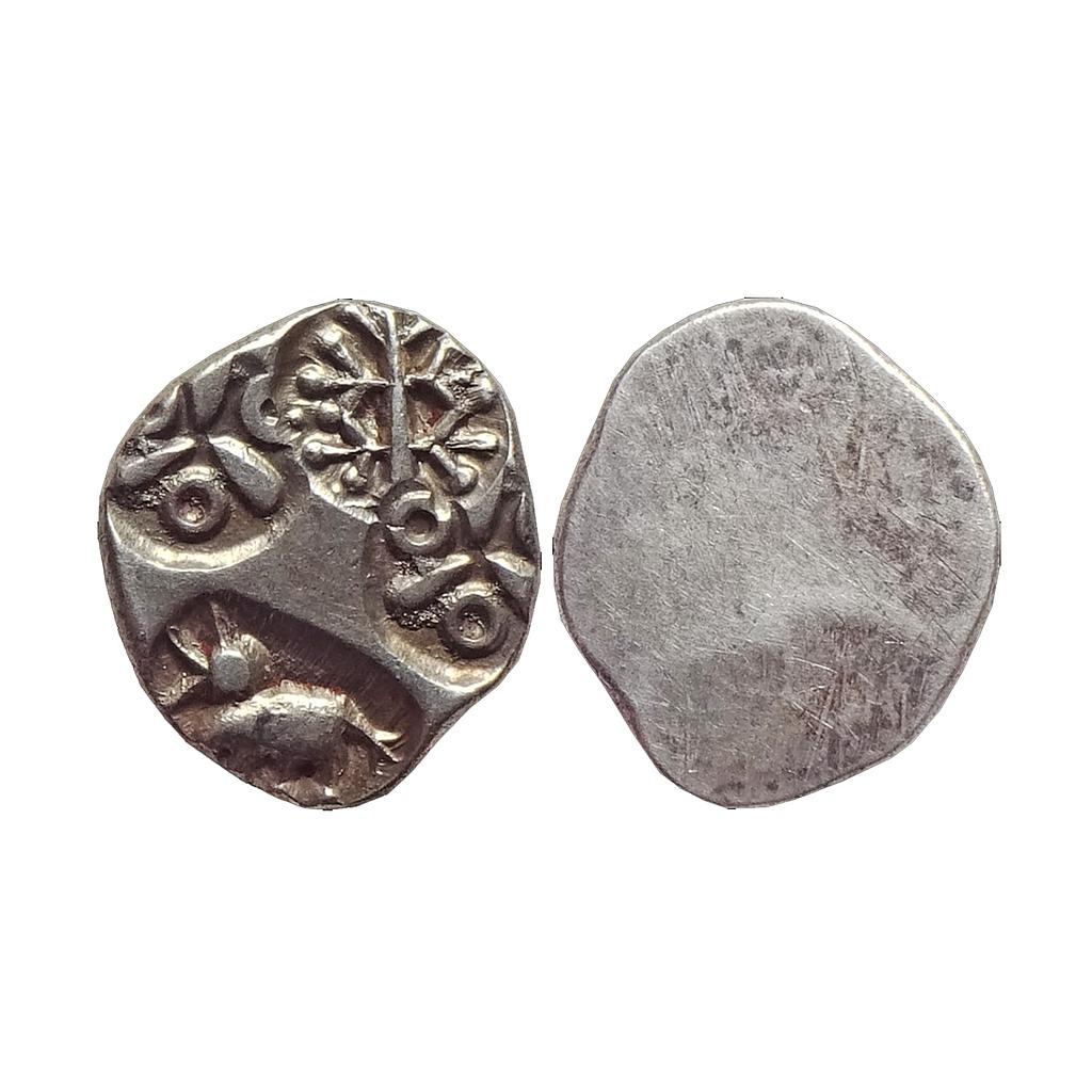Ancient, Archaic Series, Punch Marked Coinage, attributed ot Andhra Janapada, Shingavaram Hoard type, Silver ½ Karshapana