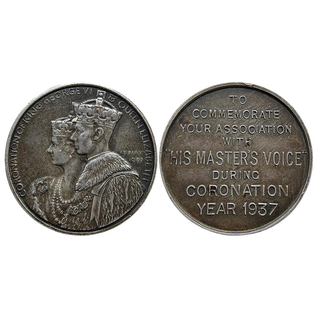United Kingdom King George VI &amp; Queen Elizabeth Commemorative Issue Coronation of George VI and Elizabeth Silver Plated Bronze Medal