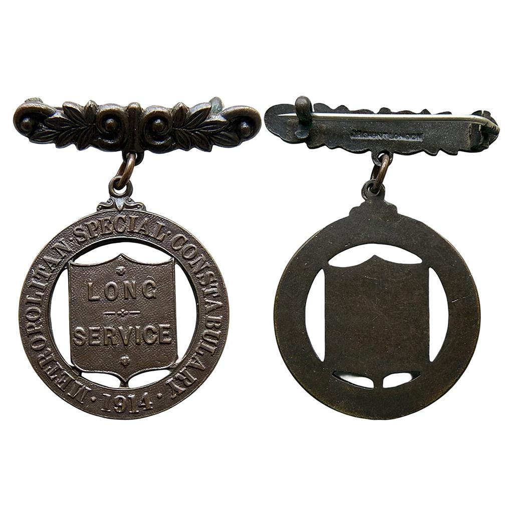 1914 London Metropolitan Special Constabulary Long Service Medal in Bronze by J.R. Gaunt London Bronze Medal