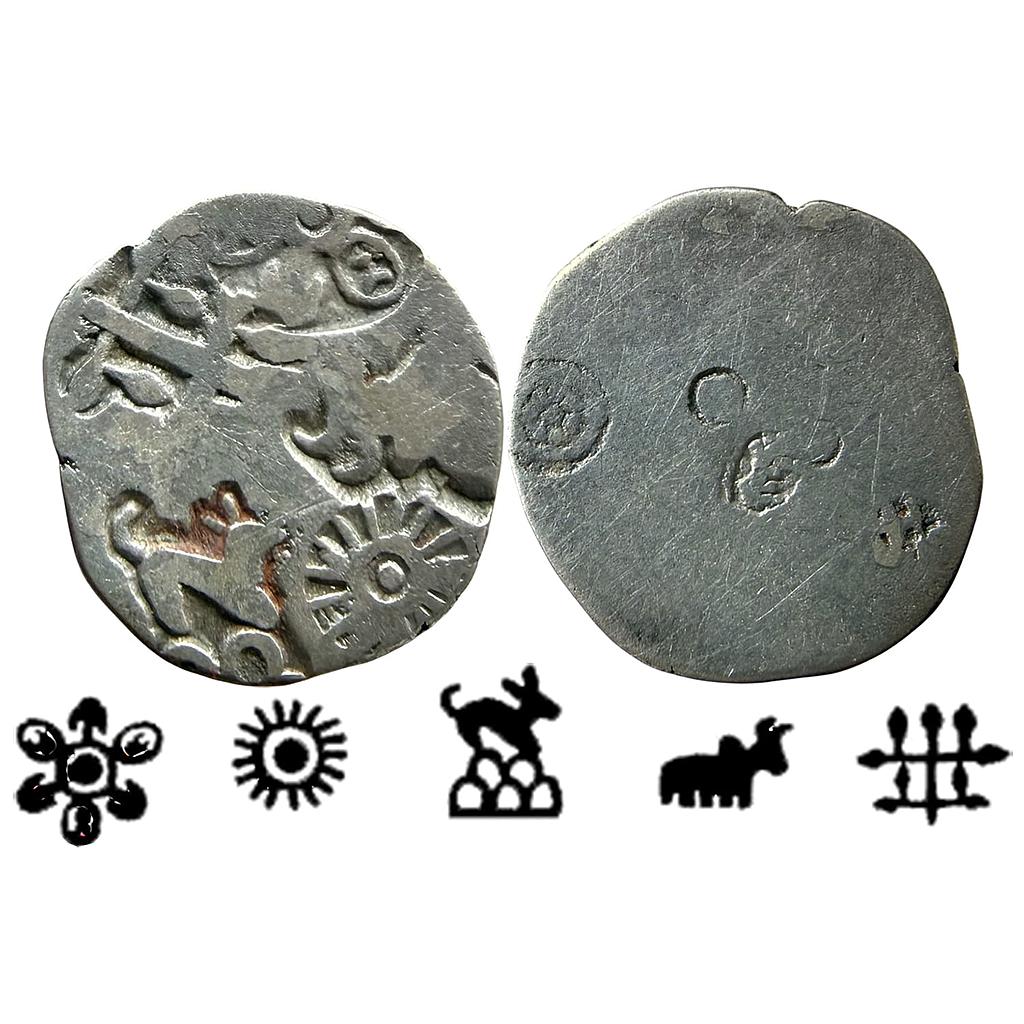 Ancient Punch Marked Coinage Mauryan Magadha Imperial Series IVd 419 Type Silver Karshapana