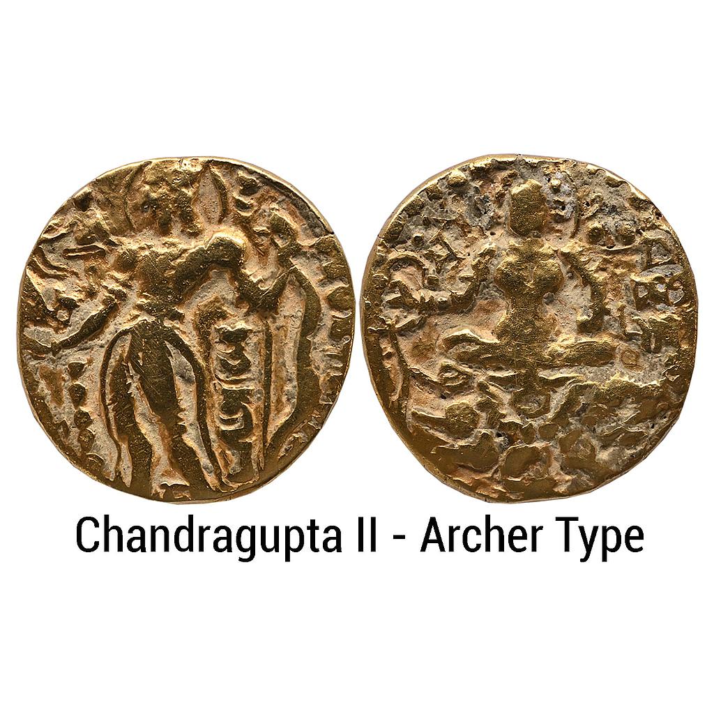 Ancient Guptas Chandragupta II Archer type Gold Dinar