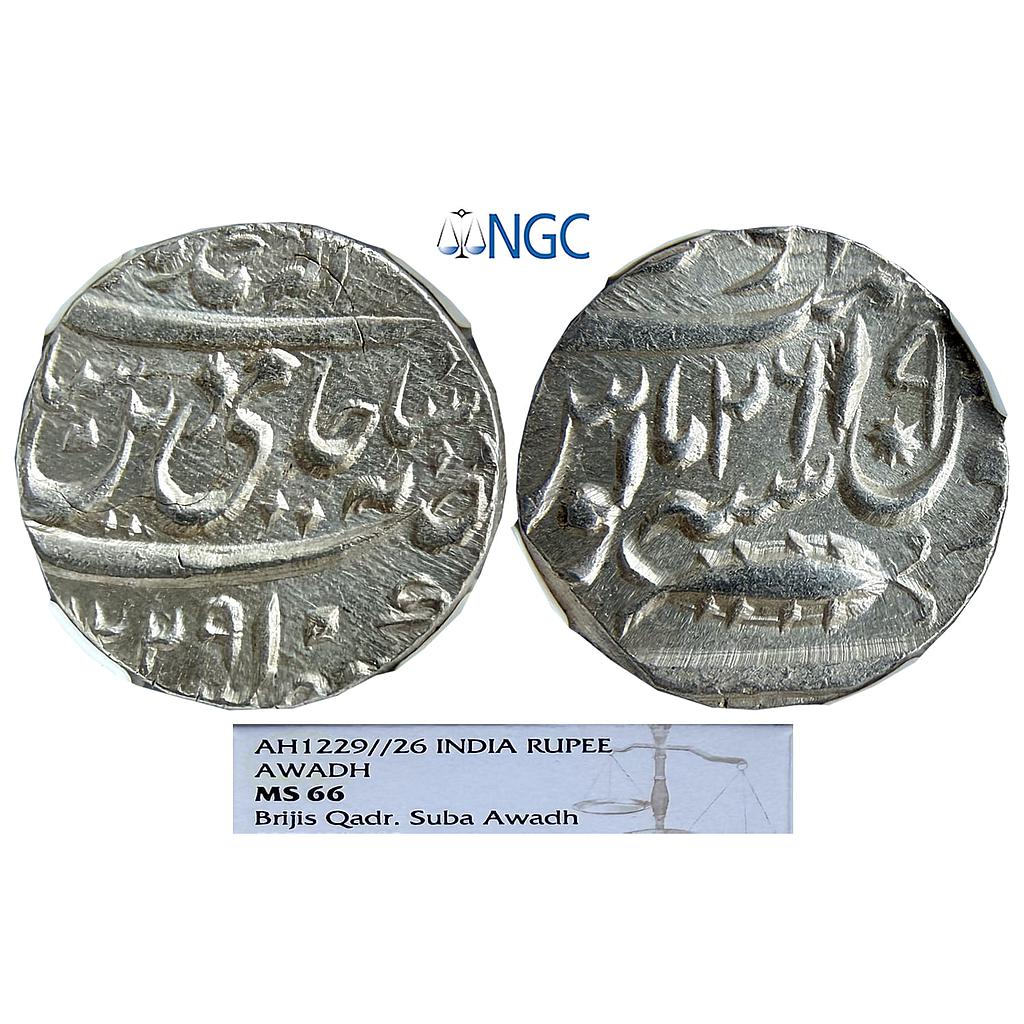 IPS Awadh State Brijis Qadr Suba Awadh Mint Silver Rupee NGC graded as MS-66