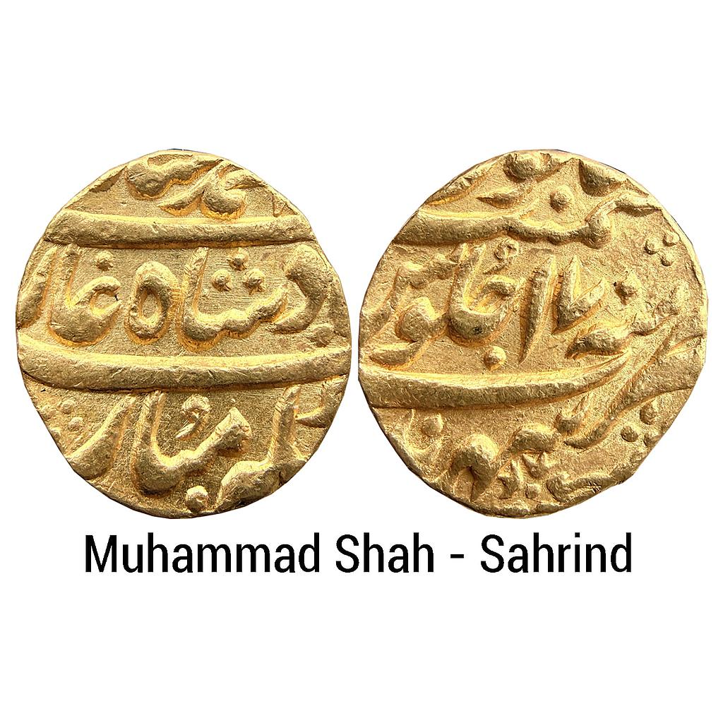 Mughal Muhammad Shah Sahrind Mint Gold Mohur