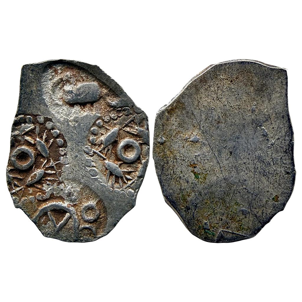 Ancient Punch Marked Coinage Godavari Valley Makhalatype Silver 1/2 Karshapana