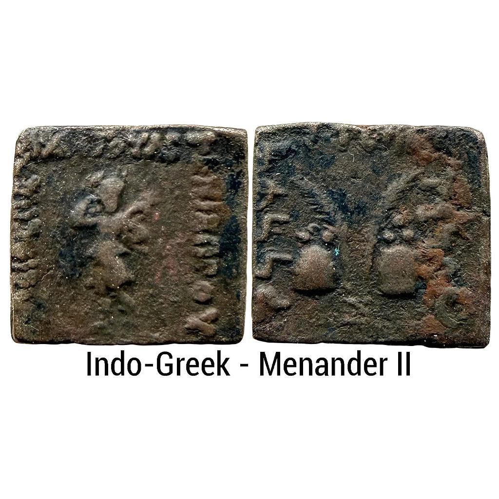 Ancient Indo-Greeks Menander II Bronze Fractional Unit