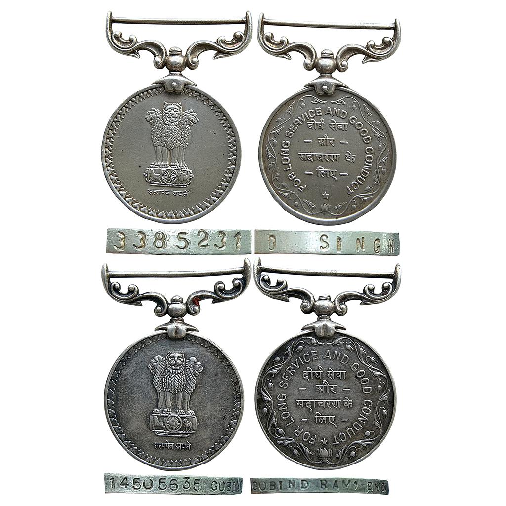 Republic of India Long Service and Good Conduct Medal Set of 2 Medals Silver Medal