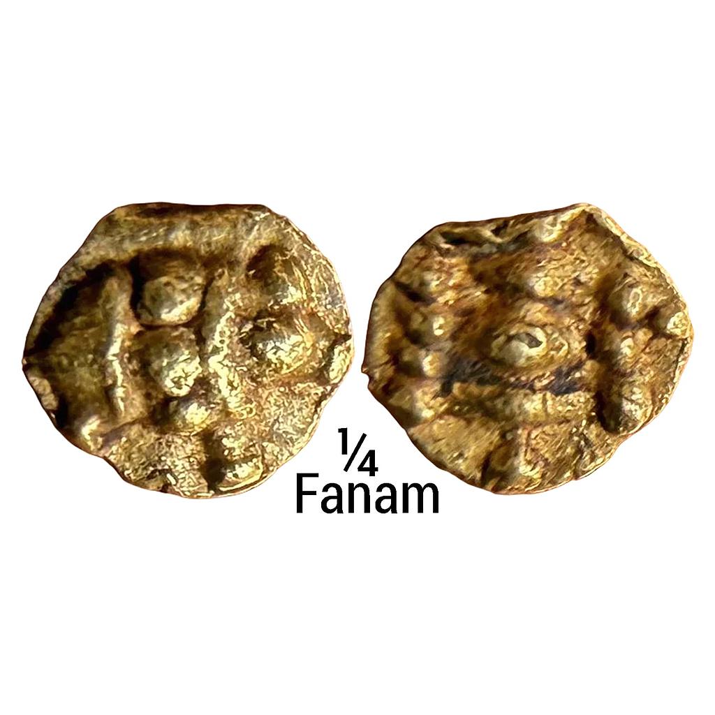 Hindu Medieval Chalukyas of Kalyana Gold Haga 1/4 Fanam