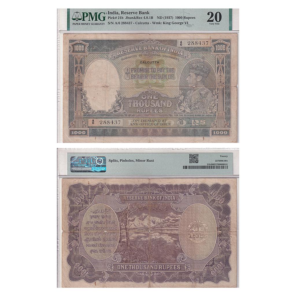 India Reserve Bank of India George VI ND S. No. A6 288437 Signed by J.B. Taylor 1000 Rupees