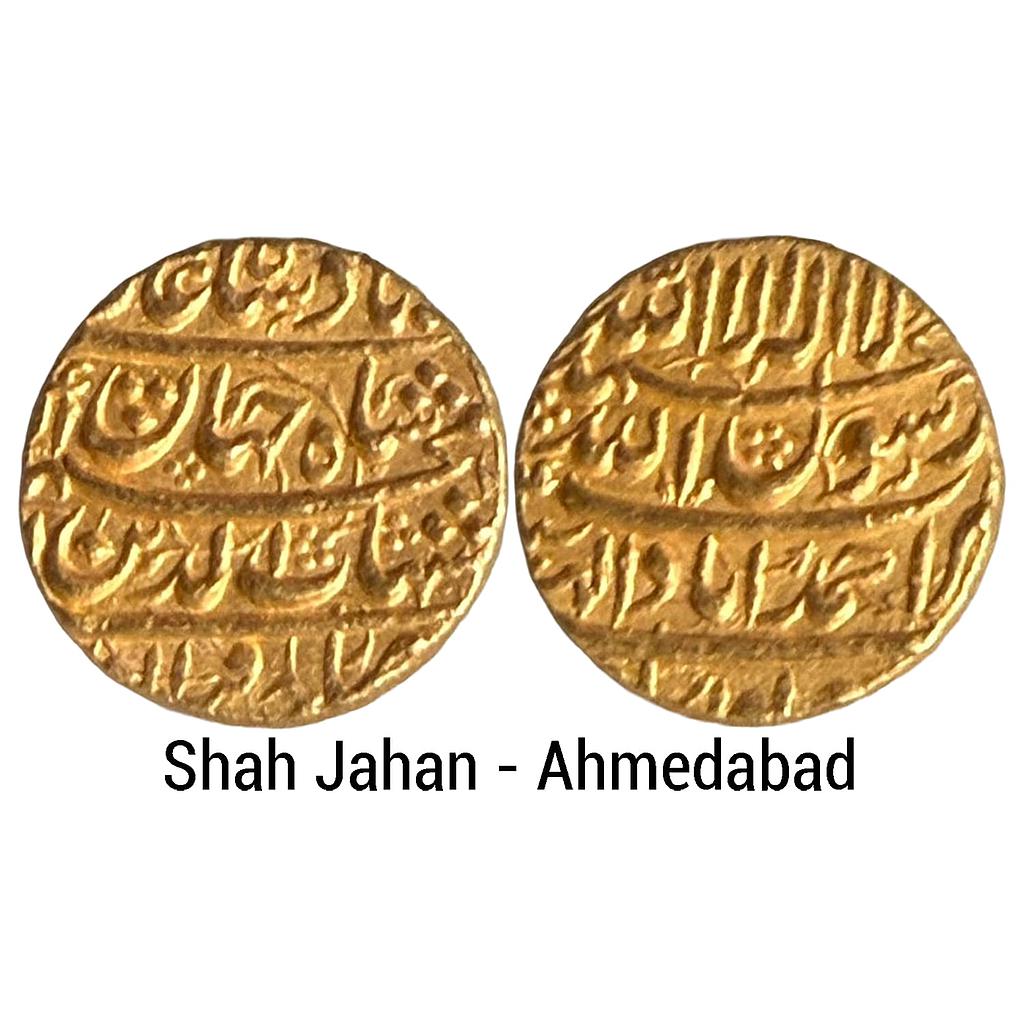 Mughal Shah Jahan Ahmedabad Mint Hijri Type Gold Mohur