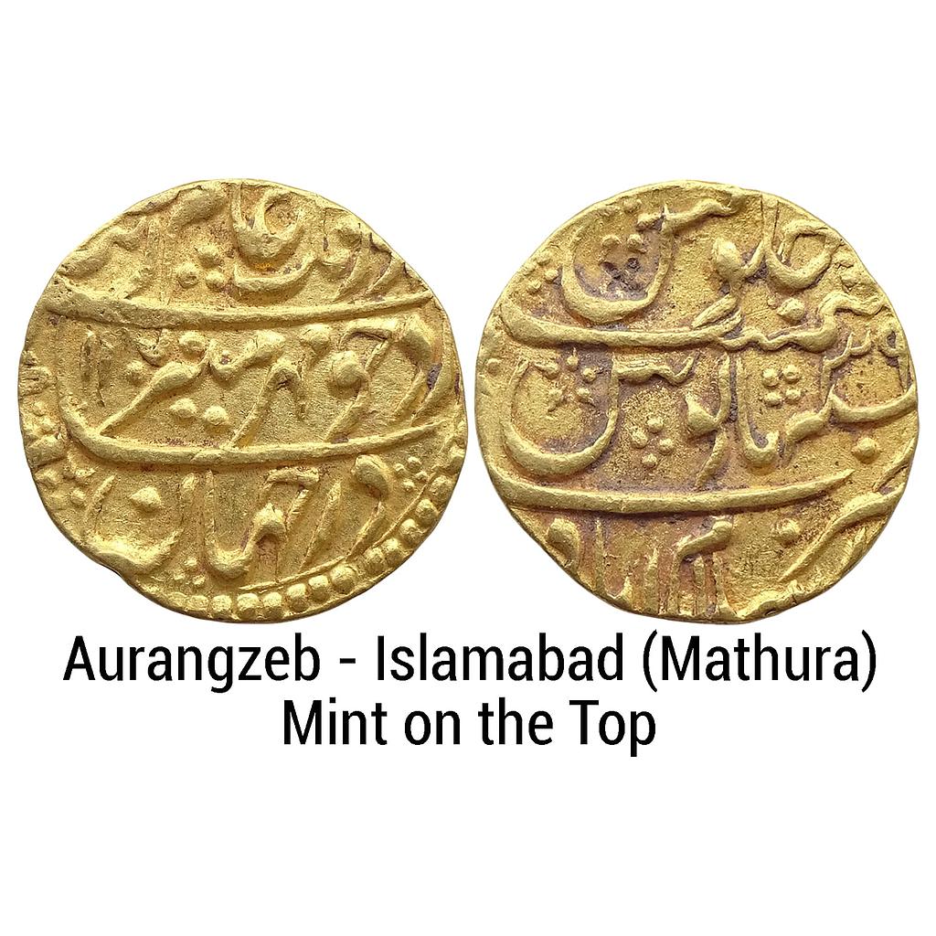 Mughal Aurangzeb Islamabad Mathura Mint Gold Mohur