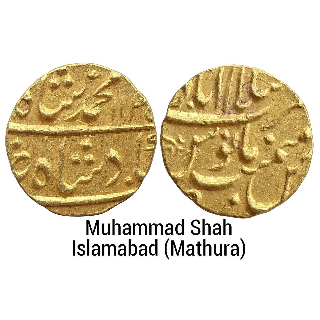 Mughal Muhammad Shah Islamabad Mathura Mint Gold Mohur