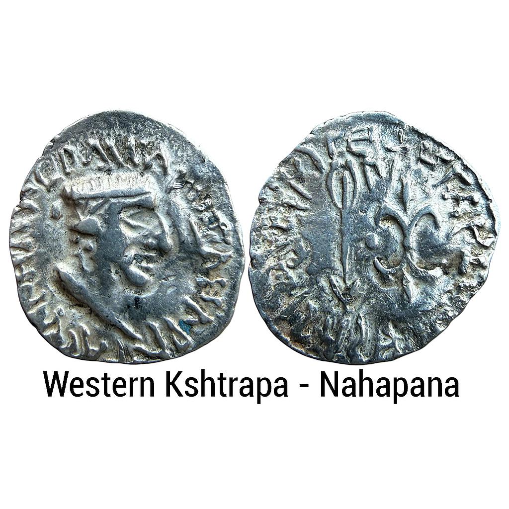 Ancient Western Kshtrapas Ksharata Dynasty Nahapana Silver Dramma