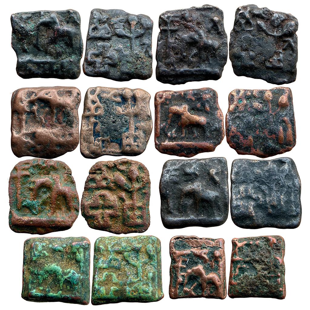 Ancient North India Anonymous Generally Attributed to Sunga Dynasty Set of 8 Coins Cast Copper Unit