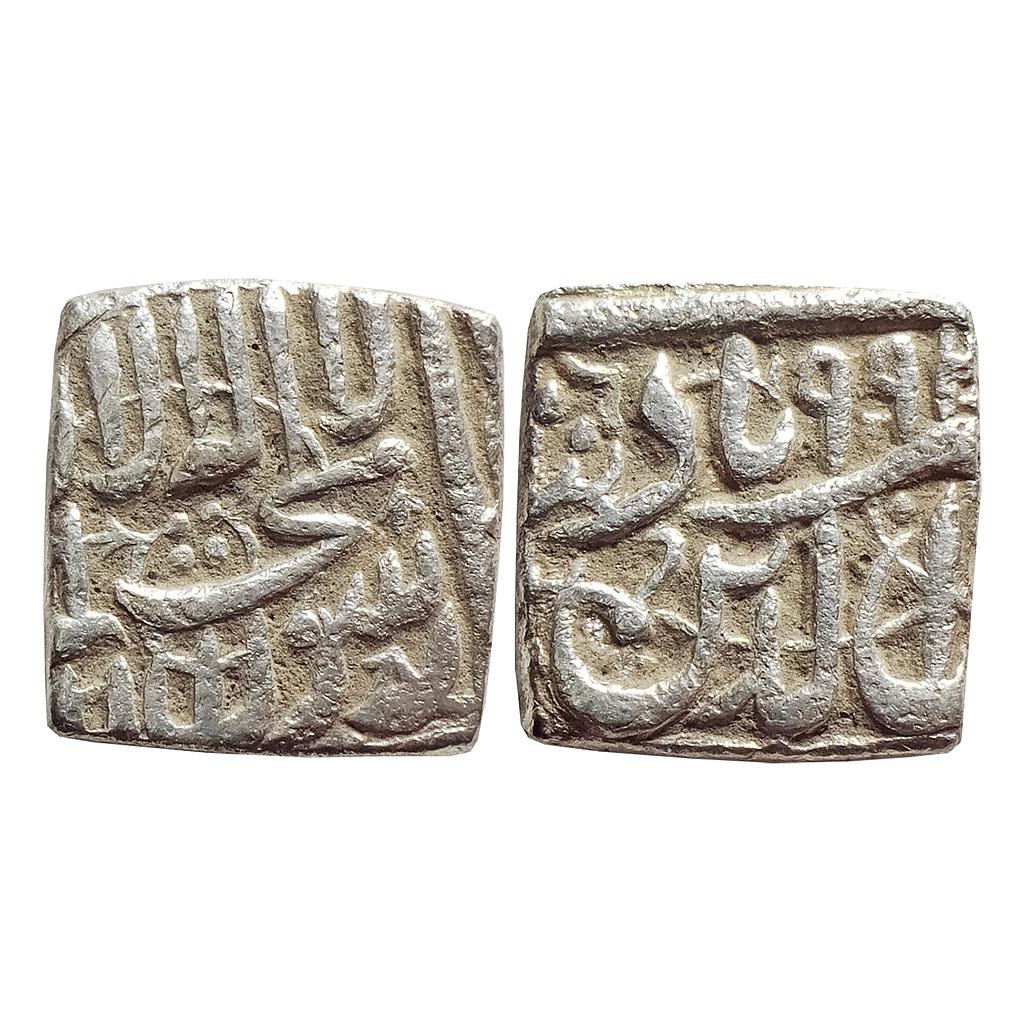 Mughal, Akbar, Dar-ul-Sultanat Ahmedabad Mint (off flan), Kalima Type, Silver Square ½ Rupee
