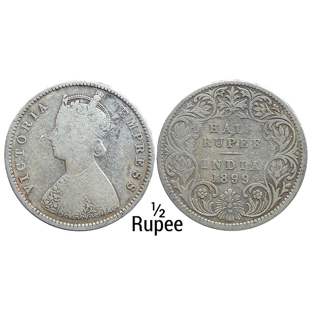 British India Victoria Empress Bombay Mint Obv A Rev I B incuse Inverted B Silver 1/2 Rupee