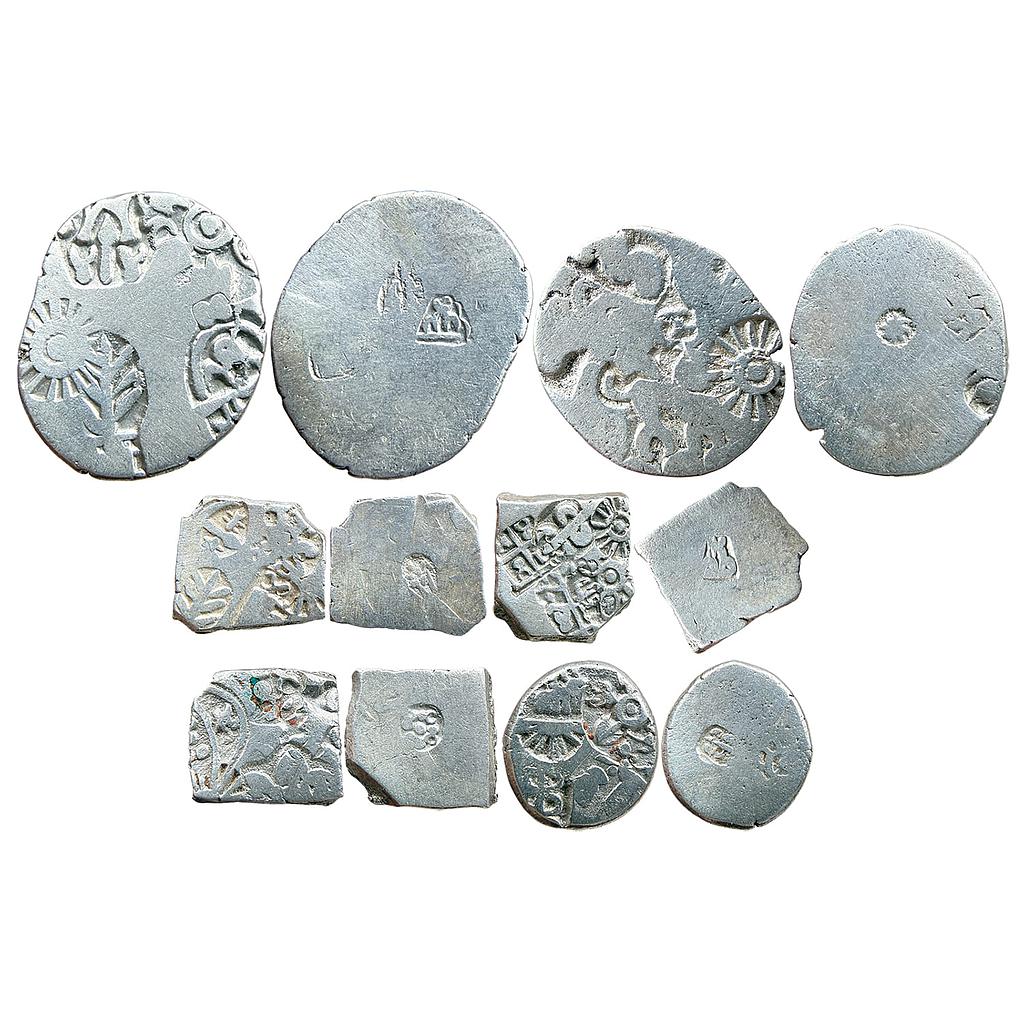 Ancient Punch Marked Coinage Late Mauryan Set of 6 Coins Silver Karshapana