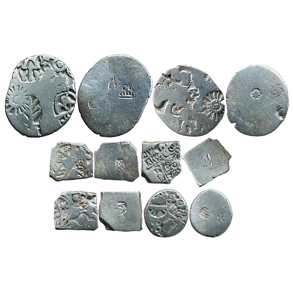 Ancient Punch Marked Coinage Late Mauryan Set of 6 Coins Silver Karshapana