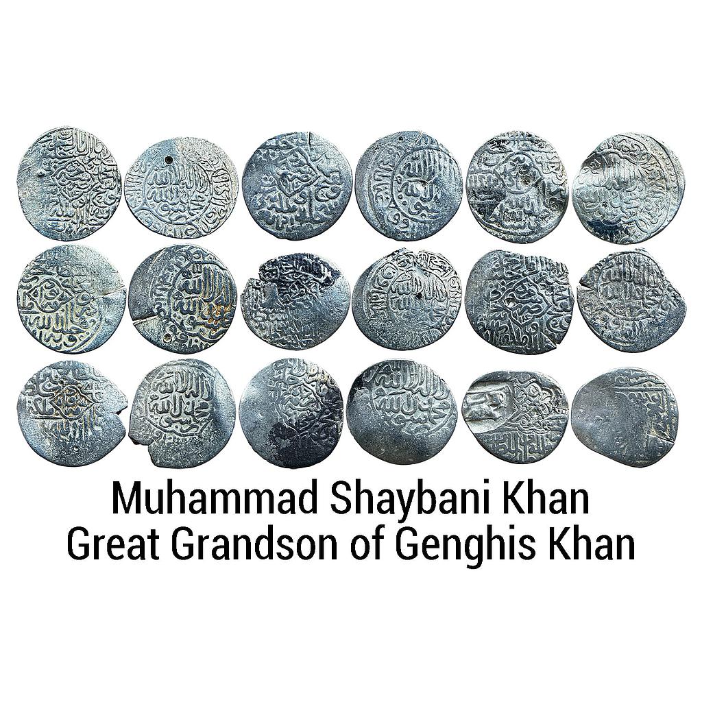 Shaybanids Muhammad Shaybani Khan Great Grandson of Genghis Khan Assorted Set of 9 Silver Shahrukhi