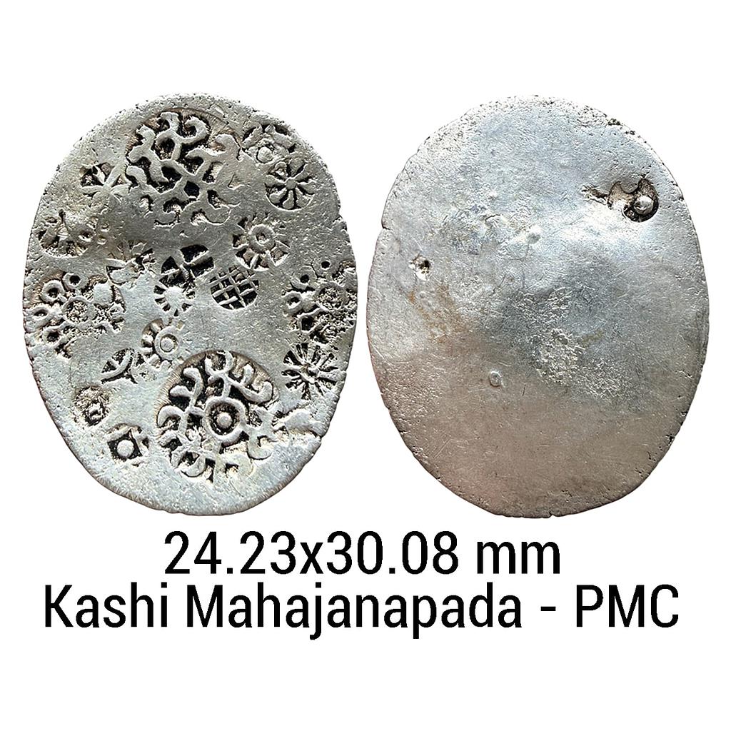 Ancient Punch Marked Coinage Middle Ganga valley Kashi Mahajanapada ABCB Configuration Archaic Scyphate Silver Vimshatika