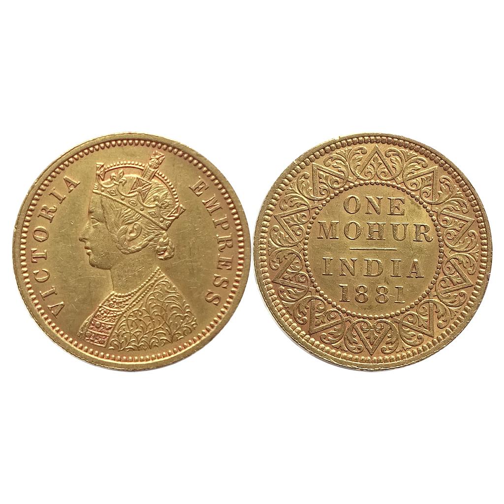 British India Victoria Empress 1881 AD Calcutta Mint Gold Mohur